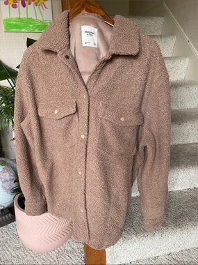 Abercrombie & Fitch The Softest Jacket You'll Ever Own Teddy Shacket in Brown